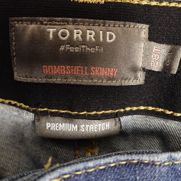 Torrid jeans bombshell skinny women's 28T blue distressed premium stretch - Picture 3 of 13